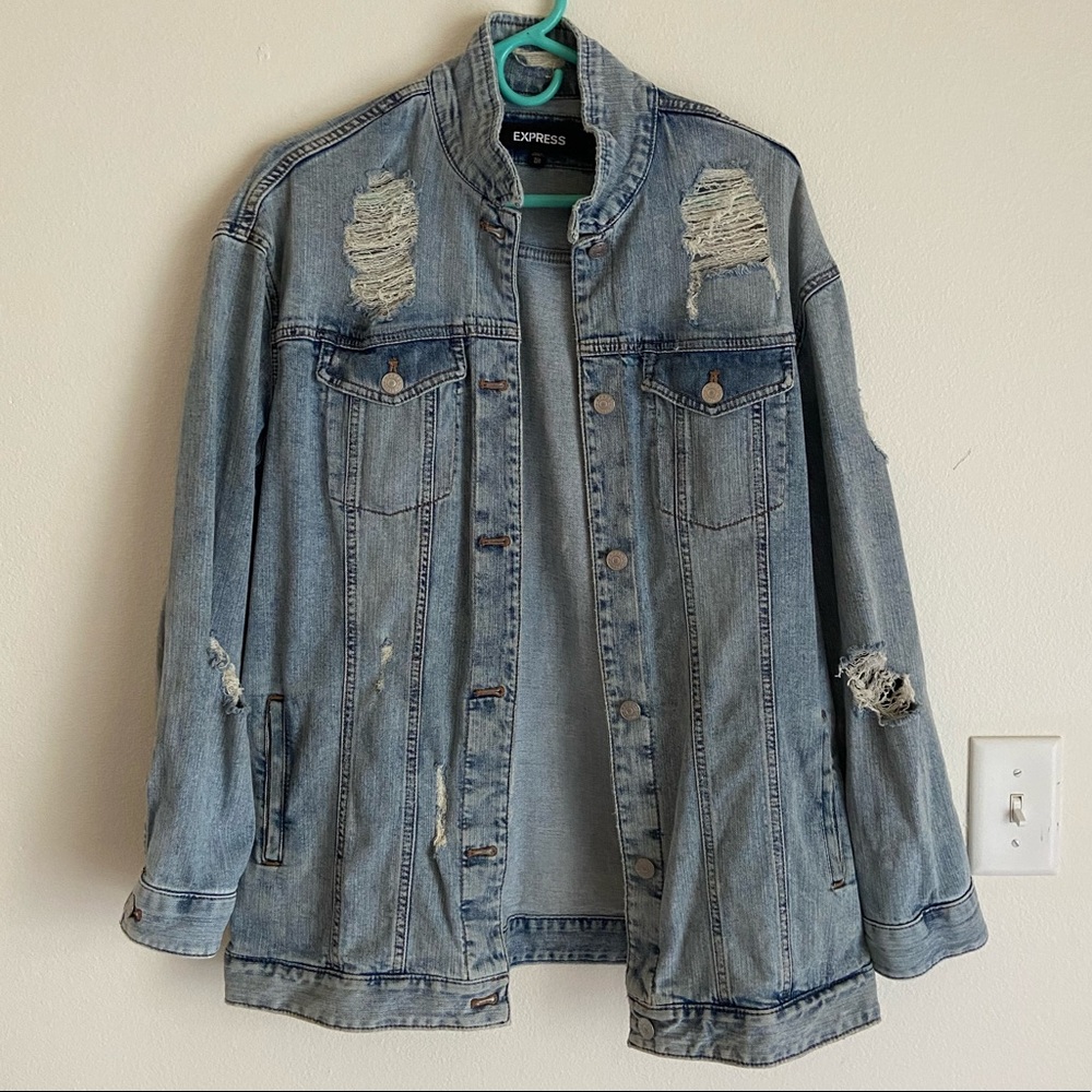 Express Long ripped Jean Jacket